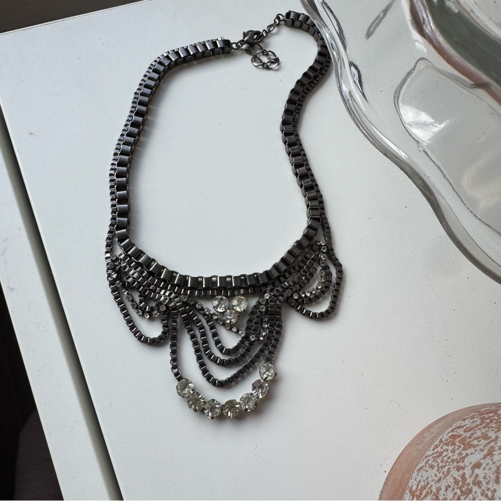 Bike Chain Rhinestone Necklace - Picture 3 of 5